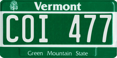 VT license plate COI477