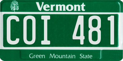 VT license plate COI481