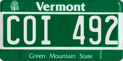 VT license plate COI492