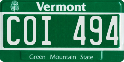 VT license plate COI494