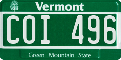 VT license plate COI496