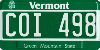 VT license plate COI498
