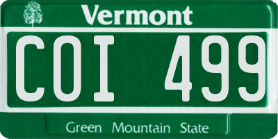 VT license plate COI499