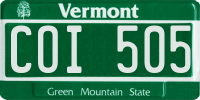 VT license plate COI505