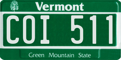 VT license plate COI511