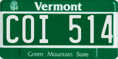 VT license plate COI514
