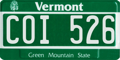 VT license plate COI526