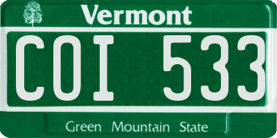 VT license plate COI533