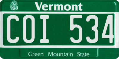 VT license plate COI534