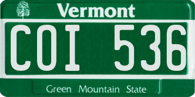 VT license plate COI536