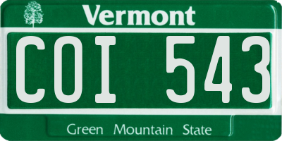 VT license plate COI543