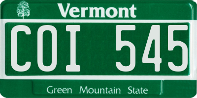 VT license plate COI545
