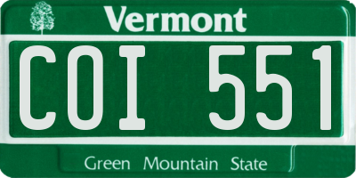 VT license plate COI551