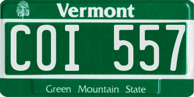 VT license plate COI557