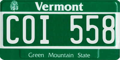 VT license plate COI558