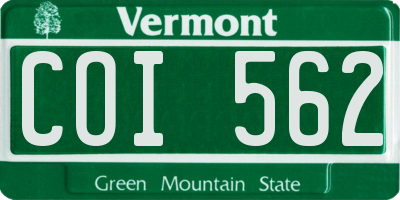 VT license plate COI562