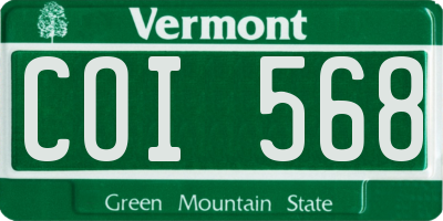 VT license plate COI568