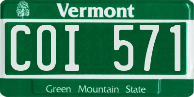 VT license plate COI571