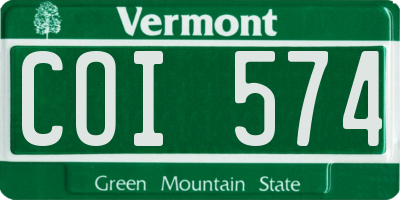 VT license plate COI574