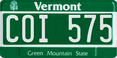 VT license plate COI575