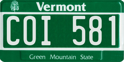 VT license plate COI581