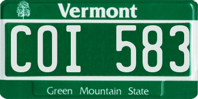 VT license plate COI583