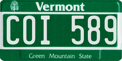 VT license plate COI589
