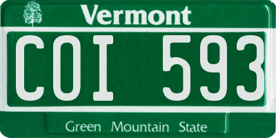 VT license plate COI593