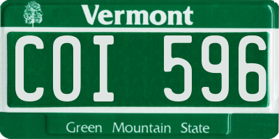 VT license plate COI596