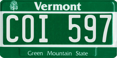 VT license plate COI597