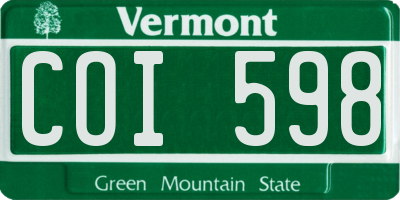 VT license plate COI598