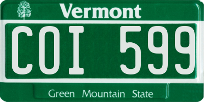 VT license plate COI599
