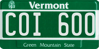 VT license plate COI600
