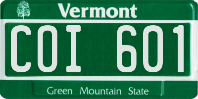 VT license plate COI601