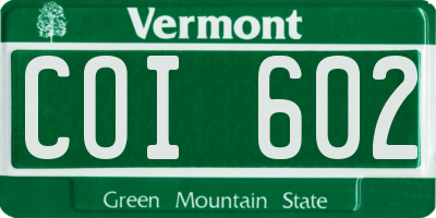 VT license plate COI602