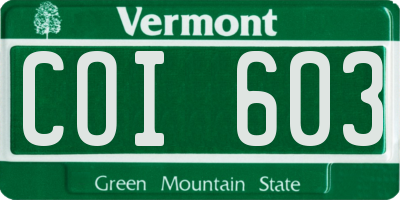 VT license plate COI603