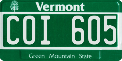 VT license plate COI605