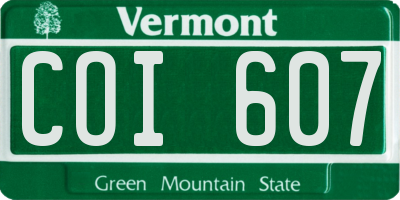 VT license plate COI607