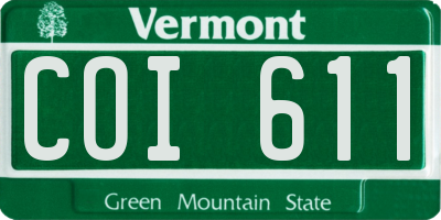 VT license plate COI611