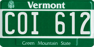 VT license plate COI612
