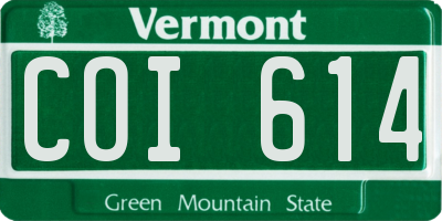 VT license plate COI614