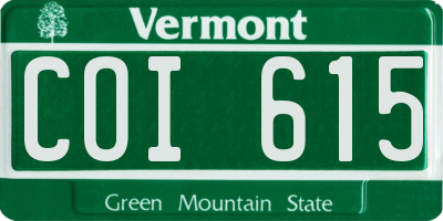 VT license plate COI615