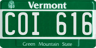 VT license plate COI616