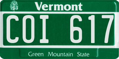 VT license plate COI617