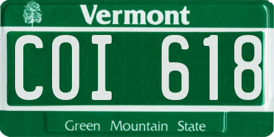 VT license plate COI618