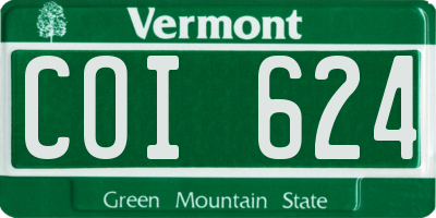 VT license plate COI624