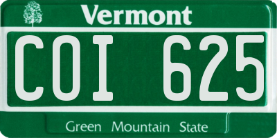 VT license plate COI625