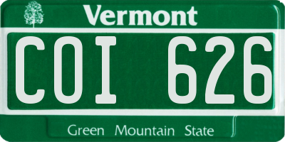 VT license plate COI626