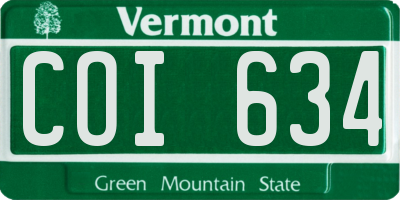 VT license plate COI634