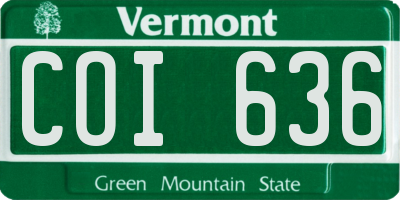 VT license plate COI636